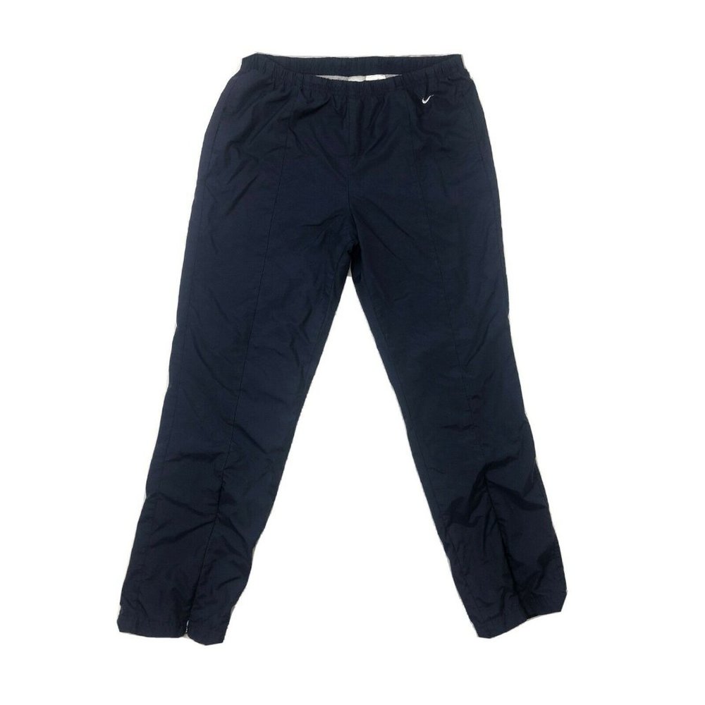 Vintage Nike Wind Pants Size M (8-10) Navy Blue Gray Lined Ankle Zip Insulated